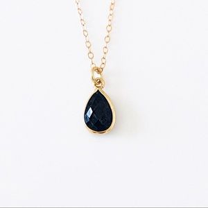 14k Gold Filled Black Spinel Dainty Necklace